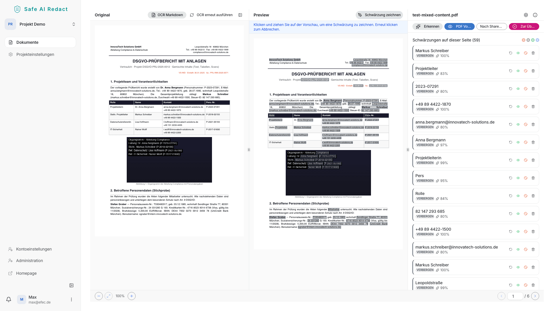Manuelles Schwärzen per Zeichenmodus