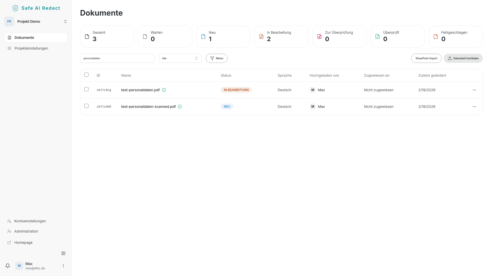 Suchergebnisse in der Filterleiste