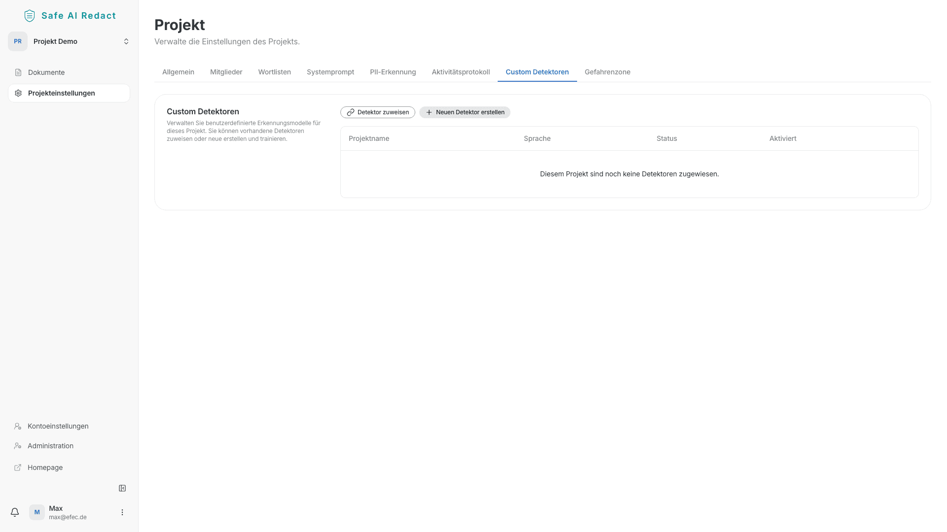 Custom Detektoren für eigene Erkennungsmuster